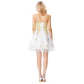 Grace Karin Strapless Sweetheart Golden Appliqued White Beaded Tulle Cocktail Dress GK000138-1